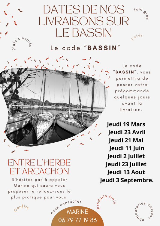 Nos dates de livraisons sur le bassin 2026