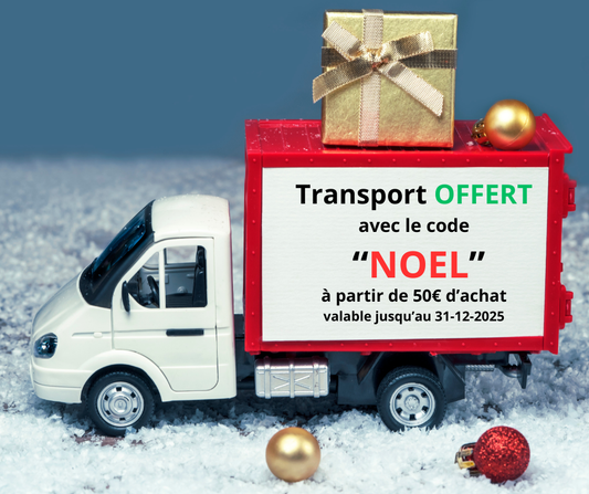 Transport OFFERT dès 50€ d'achat avec le code "NOEL"